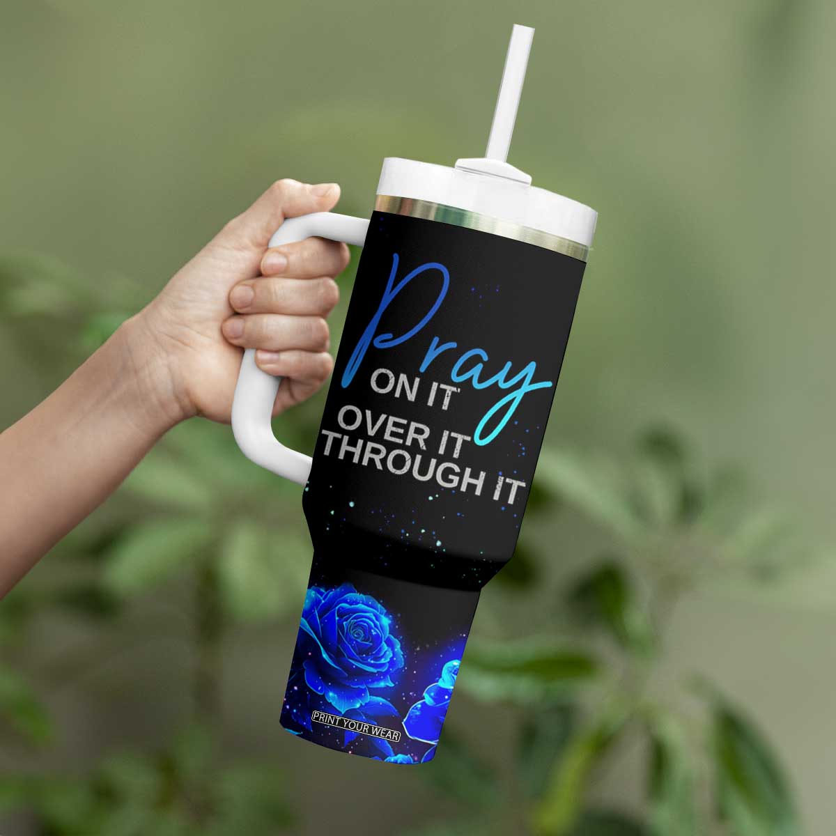 Christian Prayer Tumbler With Handle Pray On It Pray Over It Pray Through It TB09 Print Your Wear