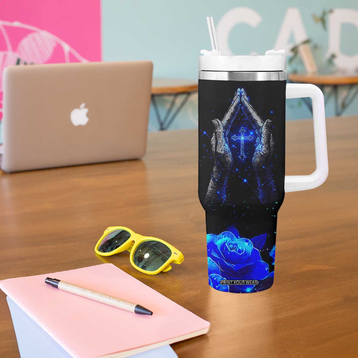 Christian Prayer Tumbler With Handle Pray On It Pray Over It Pray Through It TB09 Print Your Wear