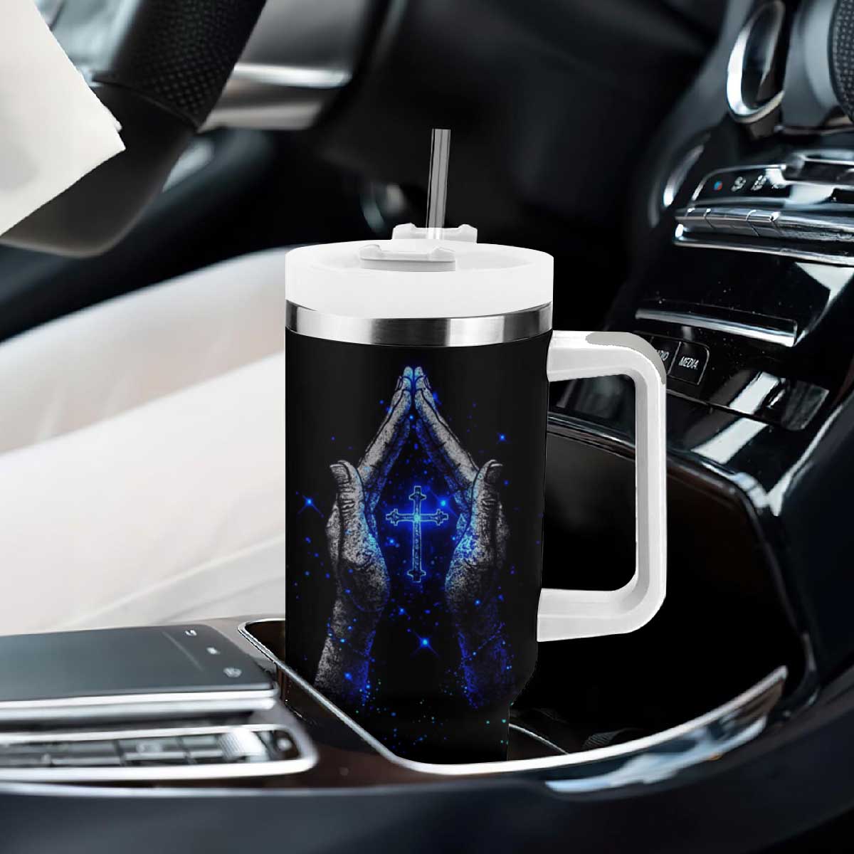 Christian Prayer Tumbler With Handle Pray On It Pray Over It Pray Through It TB09 Print Your Wear