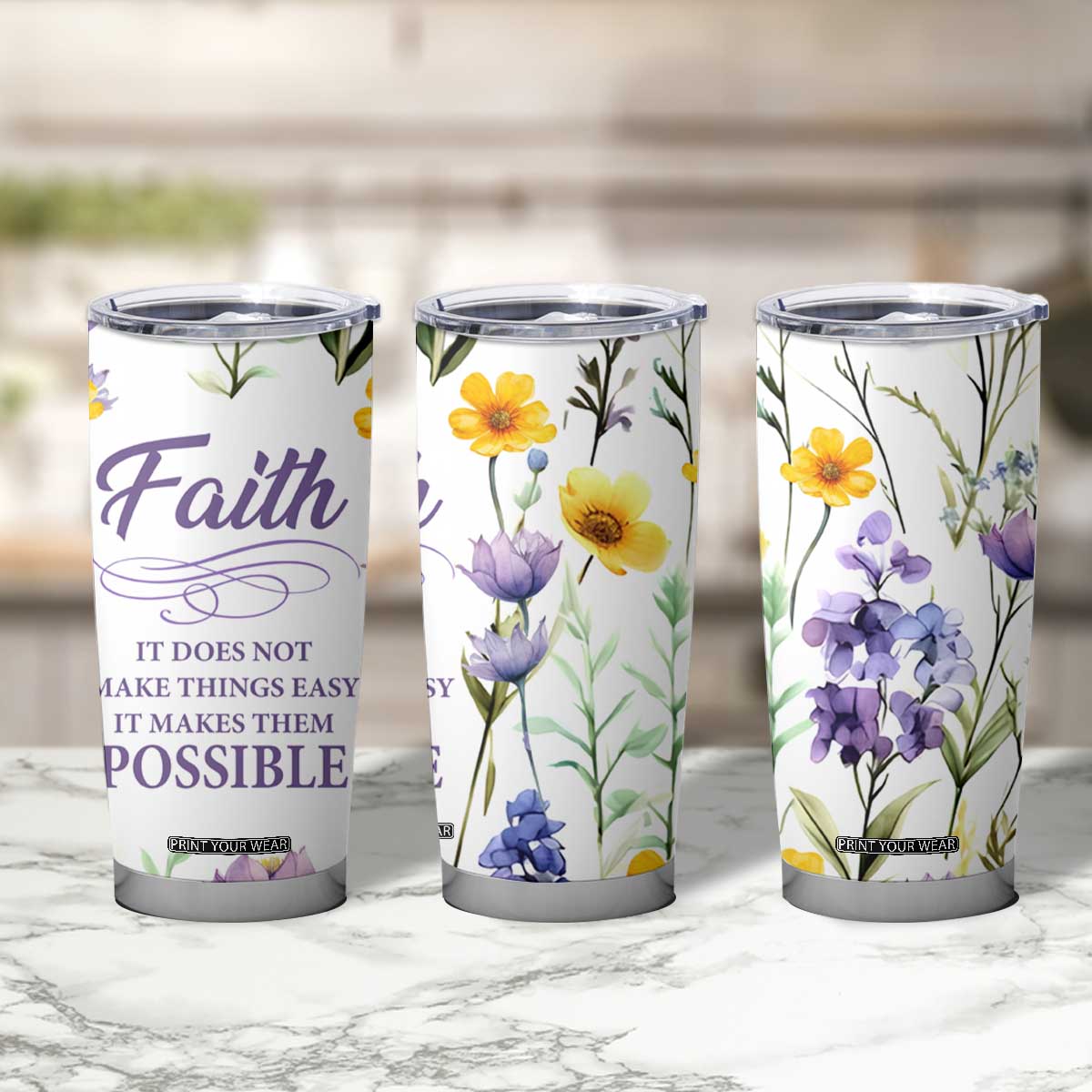 Christian Tumbler Cup Faith Does Not Make Things Easy It Makes Them Possible TB09 Print Your Wear