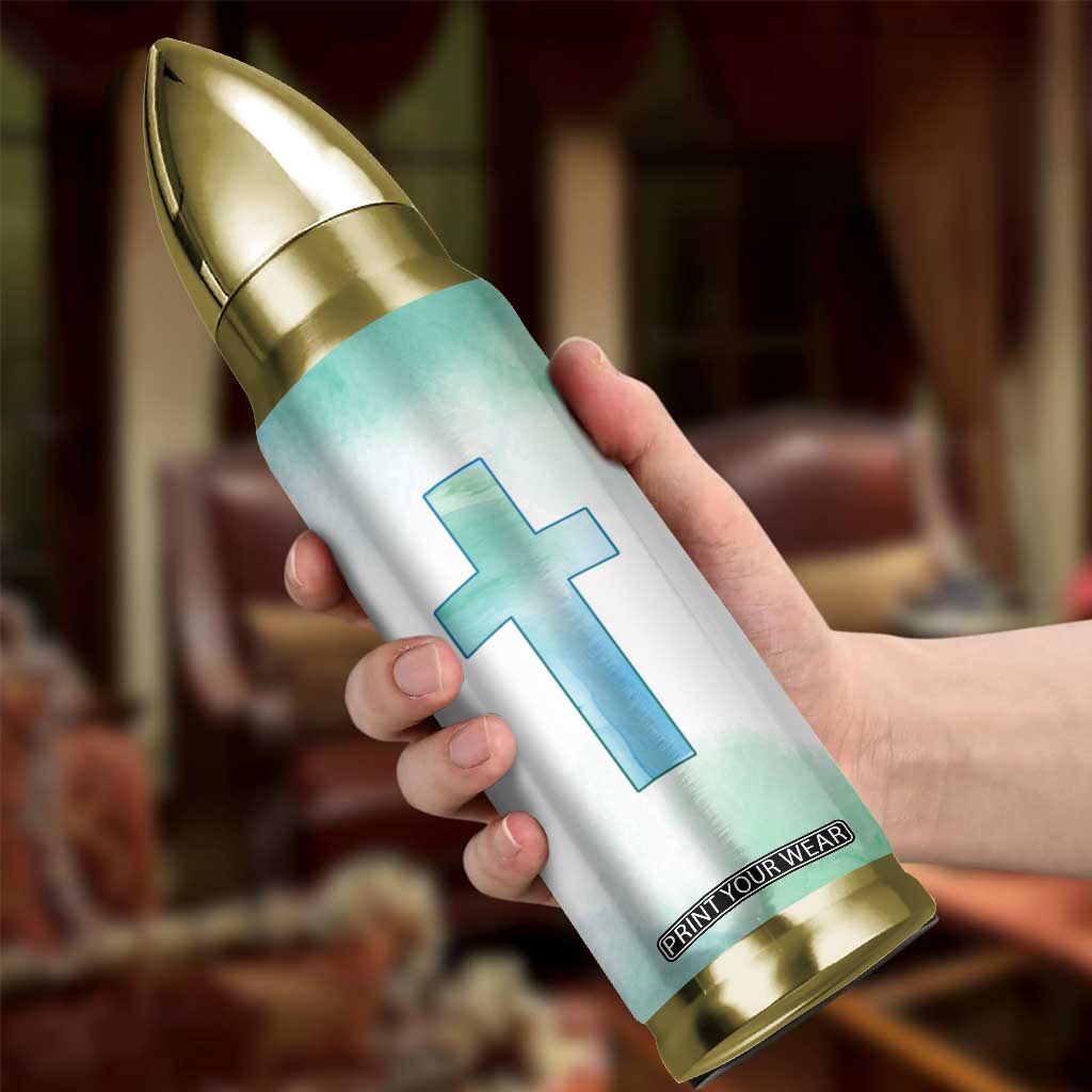 Christian Bullet Tumbler I Can Do All Things Through Christ Watercolor Christ Cross TB09 Print Your Wear