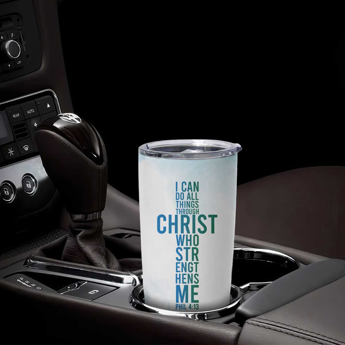 Christian Tumbler Cup I Can Do All Things Through Christ Watercolor Christ Cross TB09 Print Your Wear