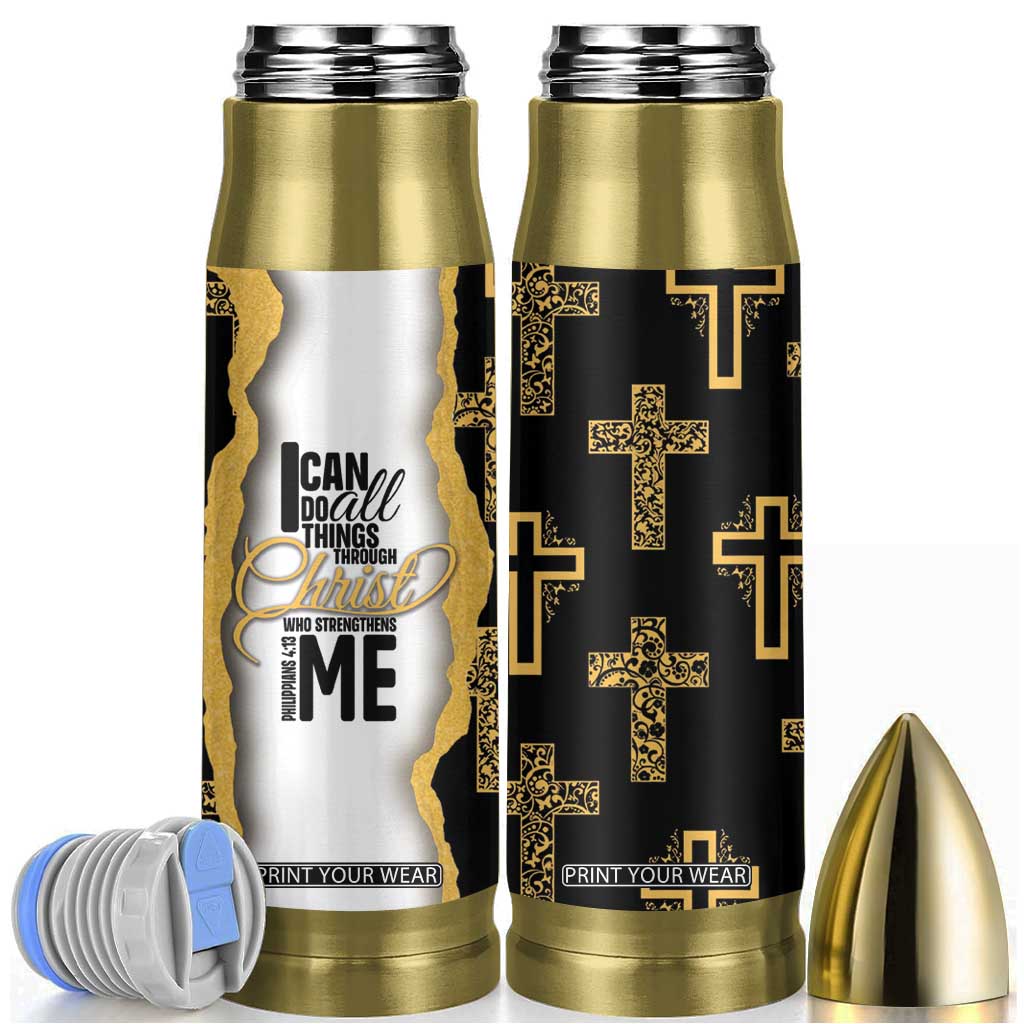 Christian Bullet Tumbler I Can Do All Things Through Christ Aesthetic TB09 Black Print Your Wear