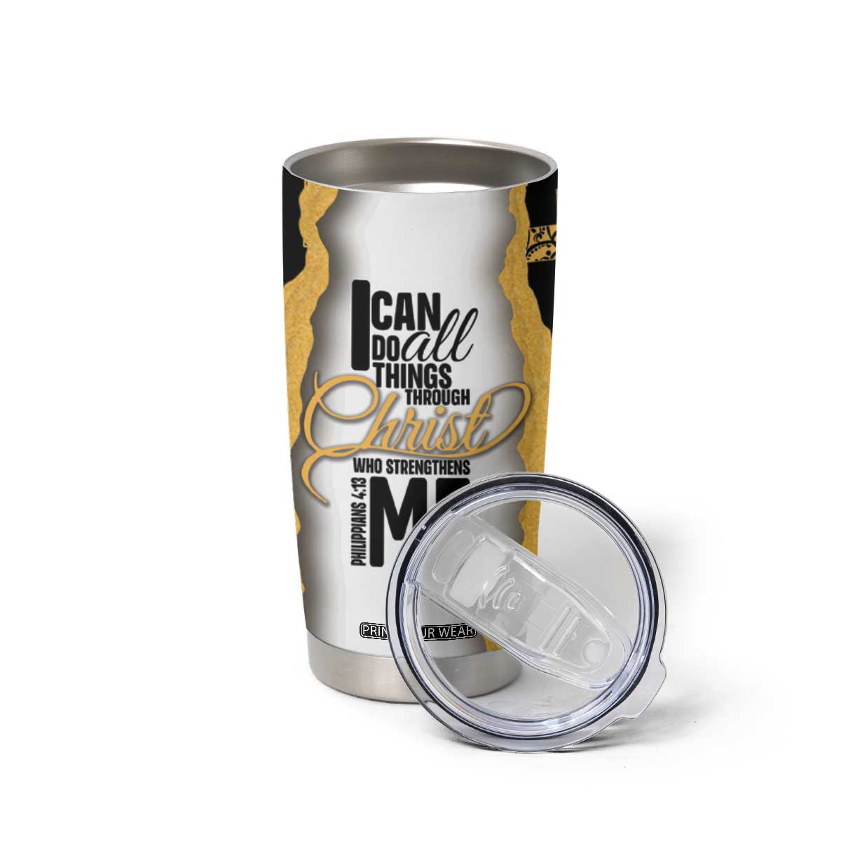 Christian Tumbler Cup I Can Do All Things Through Christ Aesthetic TB09 Print Your Wear