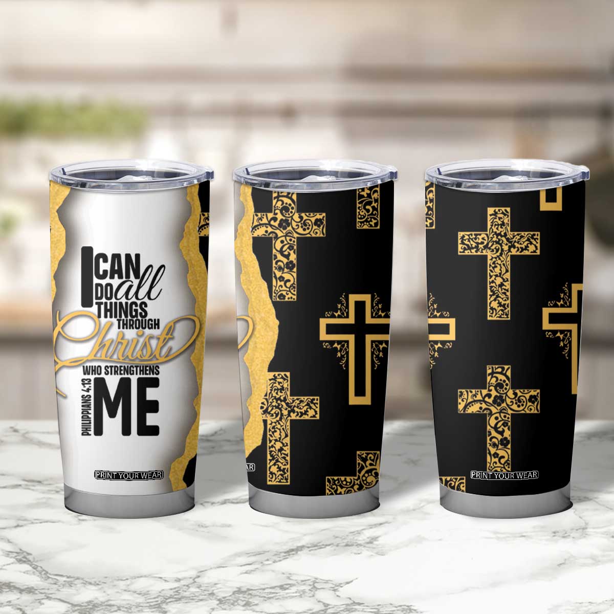 Christian Tumbler Cup I Can Do All Things Through Christ Aesthetic TB09 Print Your Wear