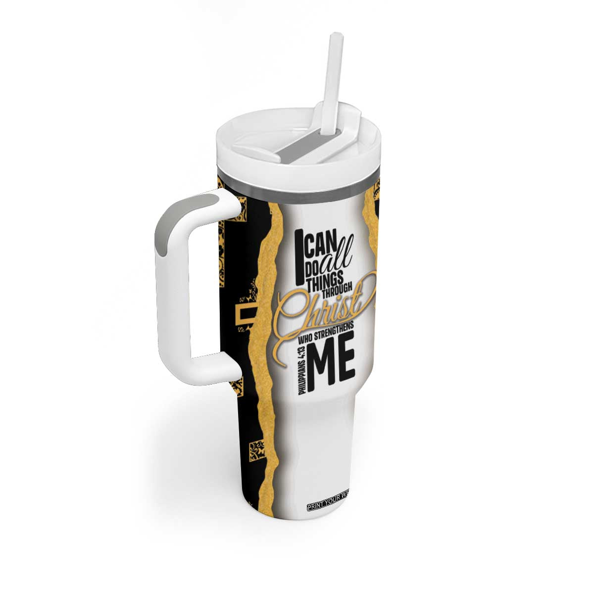 Christian Tumbler With Handle I Can Do All Things Through Christ Aesthetic TB09 Print Your Wear