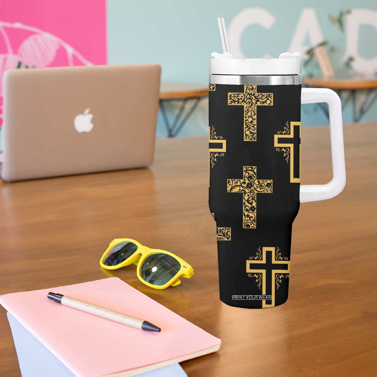 Christian Tumbler With Handle I Can Do All Things Through Christ Aesthetic TB09 Print Your Wear