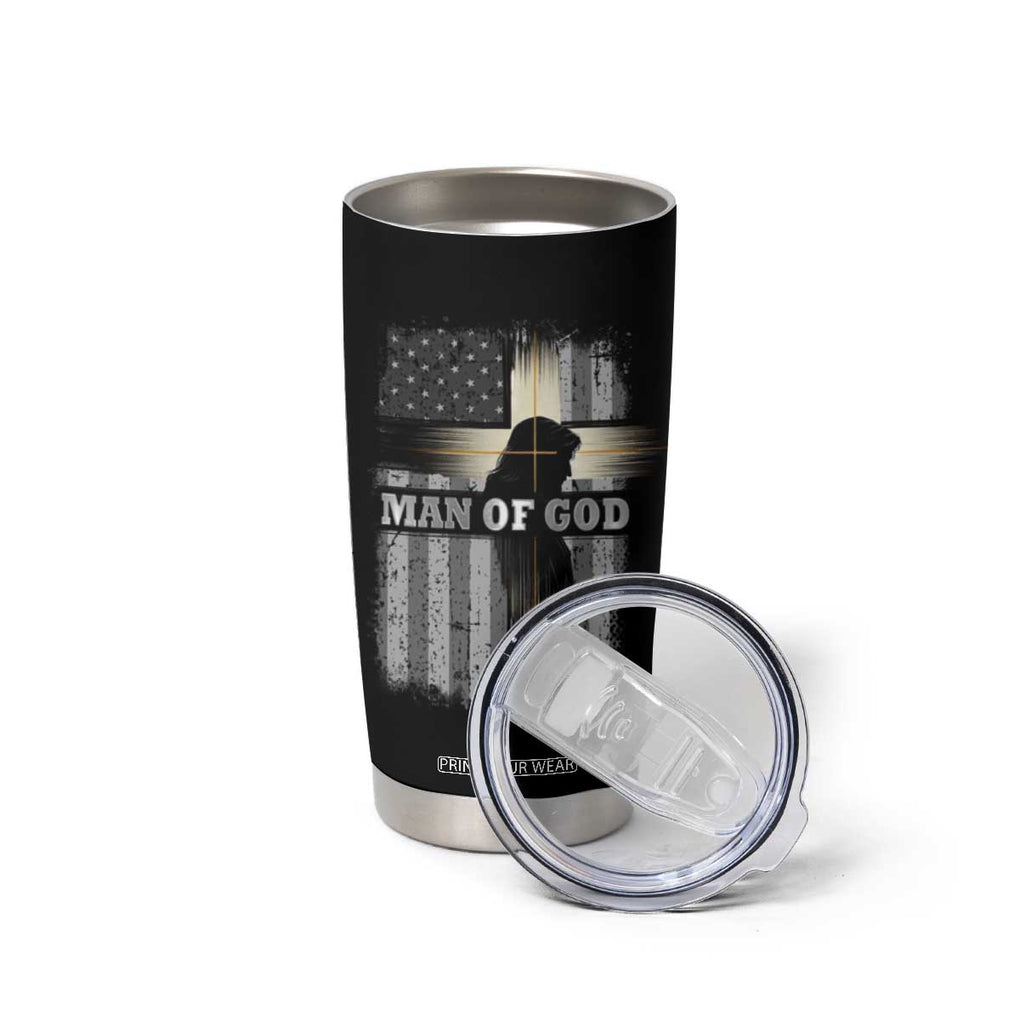 Christian Gifts For Men Tumbler Cup Man Of God Inspirational Bible Patriotic American Flag TB09 Print Your Wear