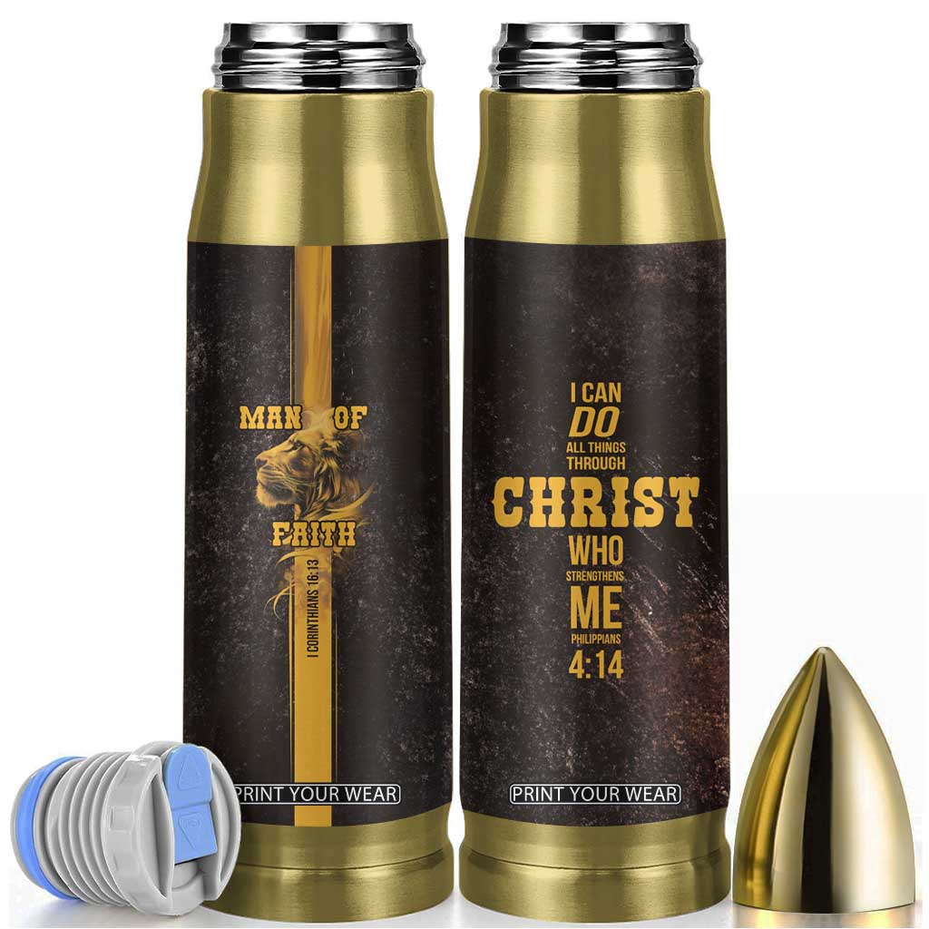 Christian Gifts For Men Bullet Tumbler Man Of Faith I Can Do All Things Through Christ TB09 Black Print Your Wear