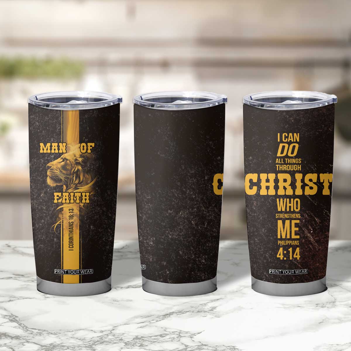 Christian Gifts For Men Tumbler Cup Man Of Faith I Can Do All Things Through Christ TB09 Print Your Wear
