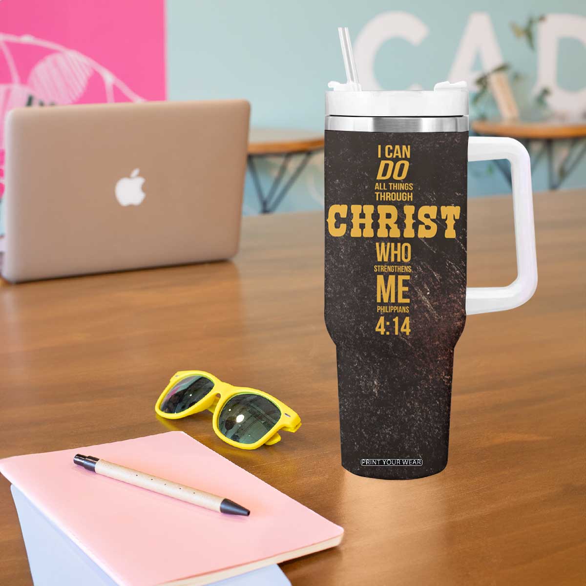 Christian Gifts For Men Tumbler With Handle Man Of Faith I Can Do All Things Through Christ TB09 Print Your Wear