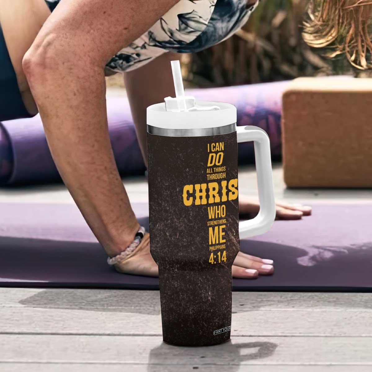 Christian Gifts For Men Tumbler With Handle Man Of Faith I Can Do All Things Through Christ TB09 Print Your Wear