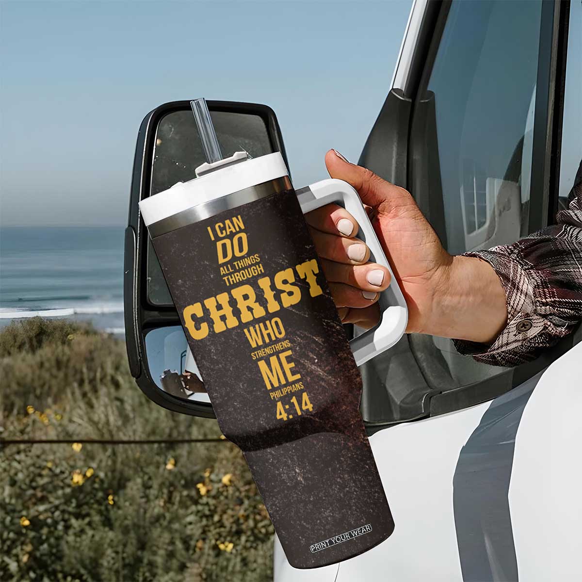 Christian Gifts For Men Tumbler With Handle Man Of Faith I Can Do All Things Through Christ TB09 Print Your Wear