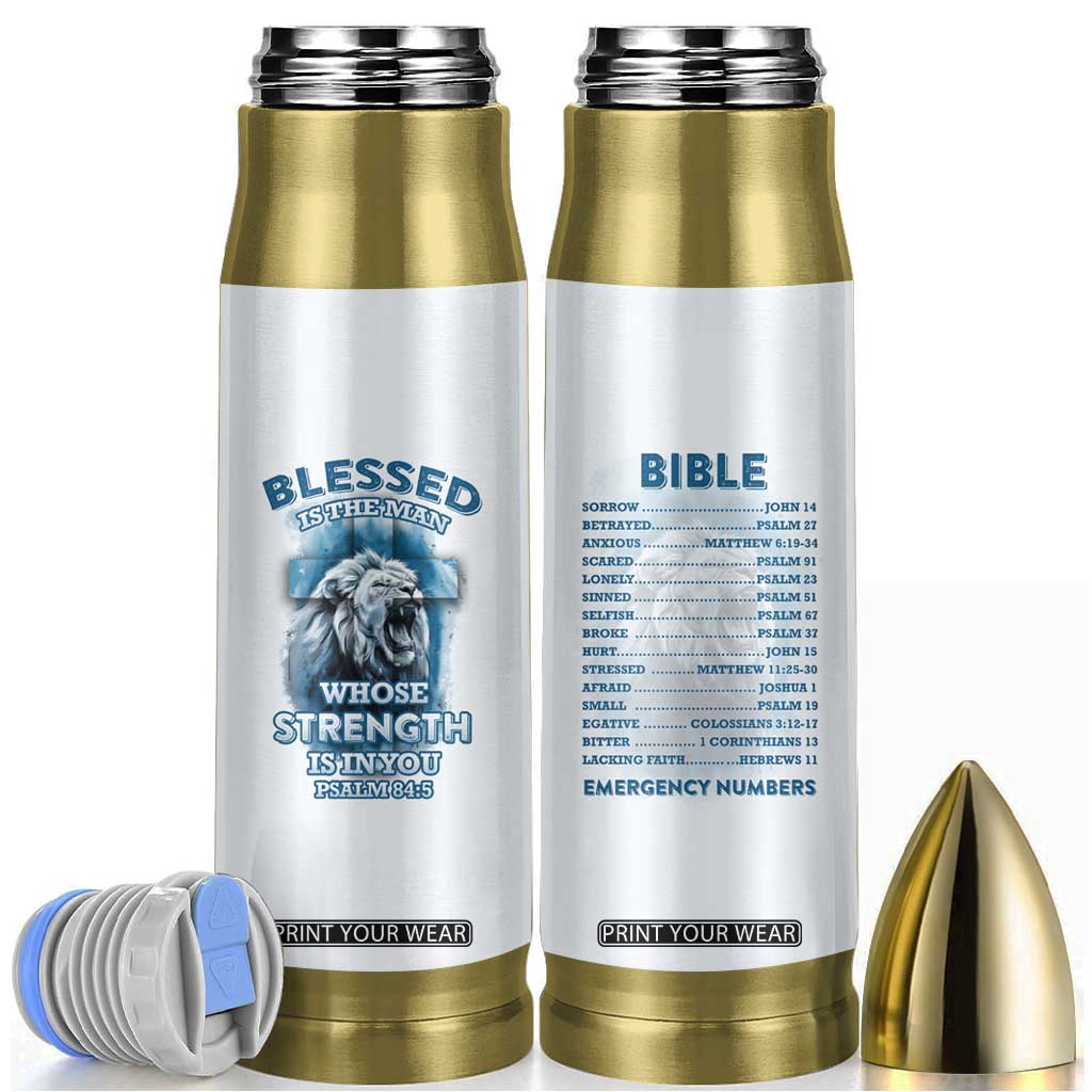 Christian Gifts For Men Bullet Tumbler Bible Emergency Numbers Lion Christ Cross TB09 White Print Your Wear
