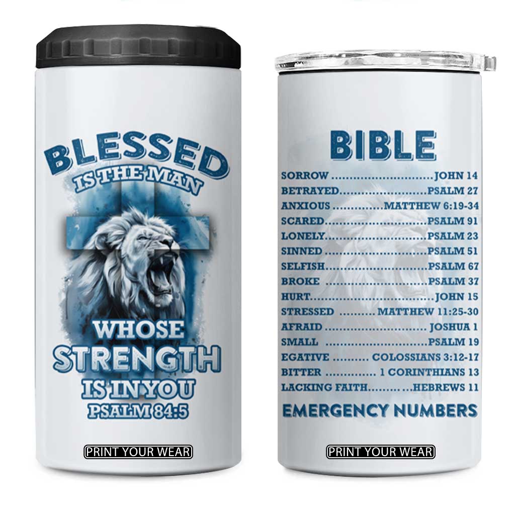 Christian Gifts For Men 4 in 1 Can Cooler Tumbler Bible Emergency Numbers Lion Christ Cross TB09 One Size: 16 oz White Print Your Wear