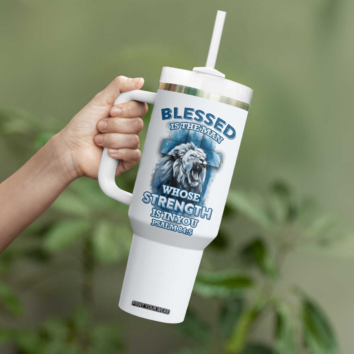 Christian Gifts For Men Tumbler With Handle Bible Emergency Numbers Lion Christ Cross TB09 Print Your Wear