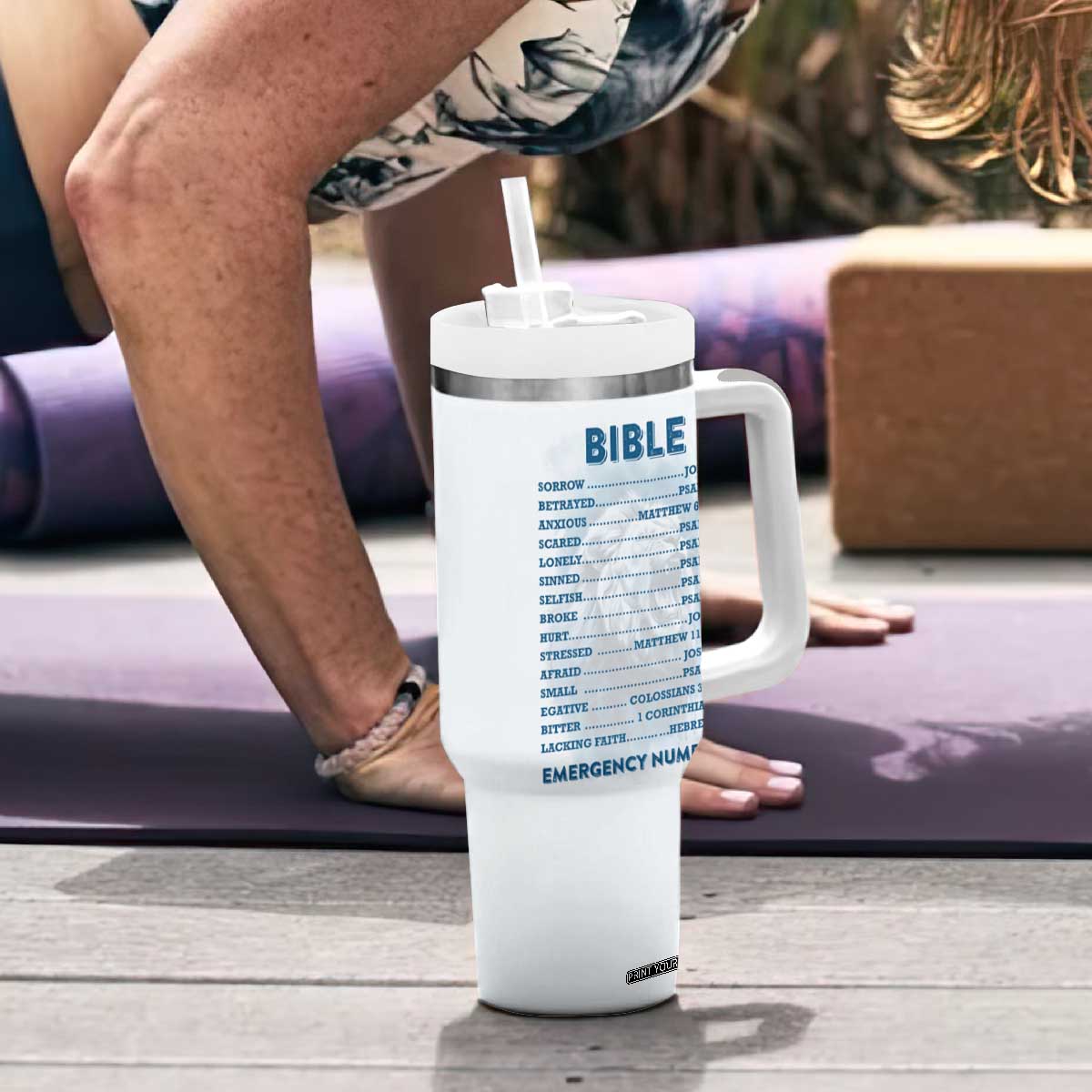 Christian Gifts For Men Tumbler With Handle Bible Emergency Numbers Lion Christ Cross TB09 Print Your Wear