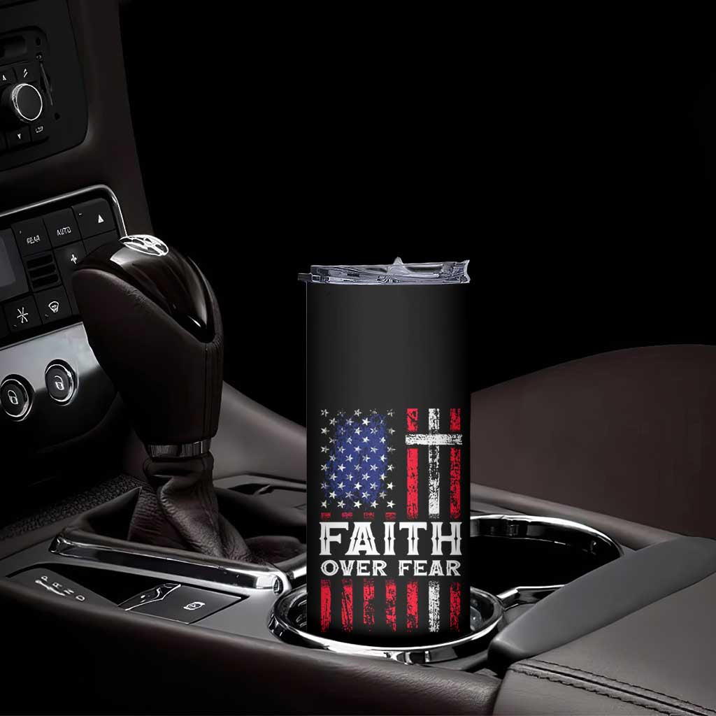 Christian Gifts For Men Skinny Tumbler Faith Over Fear Be Strong And Courageous TB09 Print Your Wear