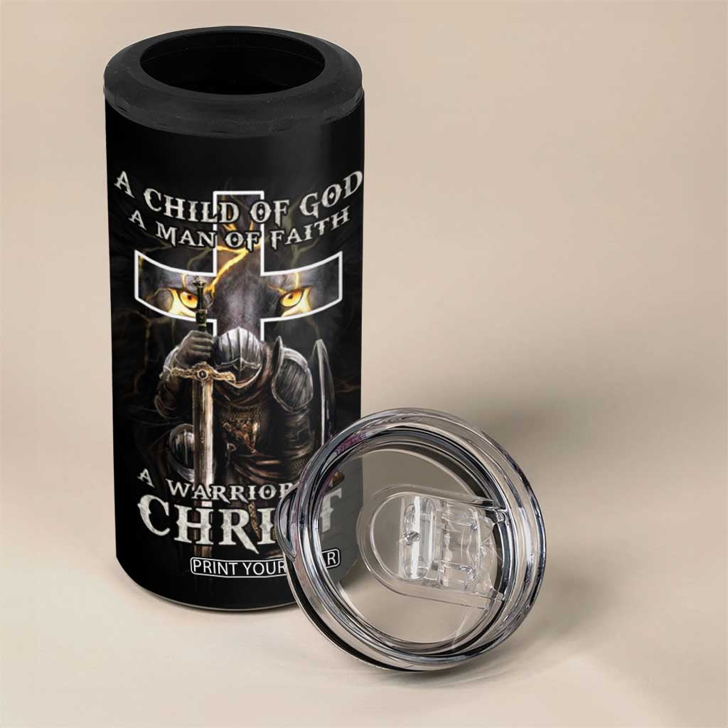 Christian Gifts For Men 4 in 1 Can Cooler Tumbler A Child of God Man of Faith Warrior of Chirst TB09 Print Your Wear