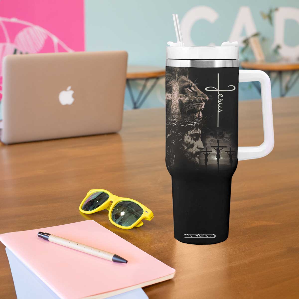 Christian Gifts For Men Tumbler With Handle A Child of God Man of Faith Warrior of Chirst TB09 Print Your Wear