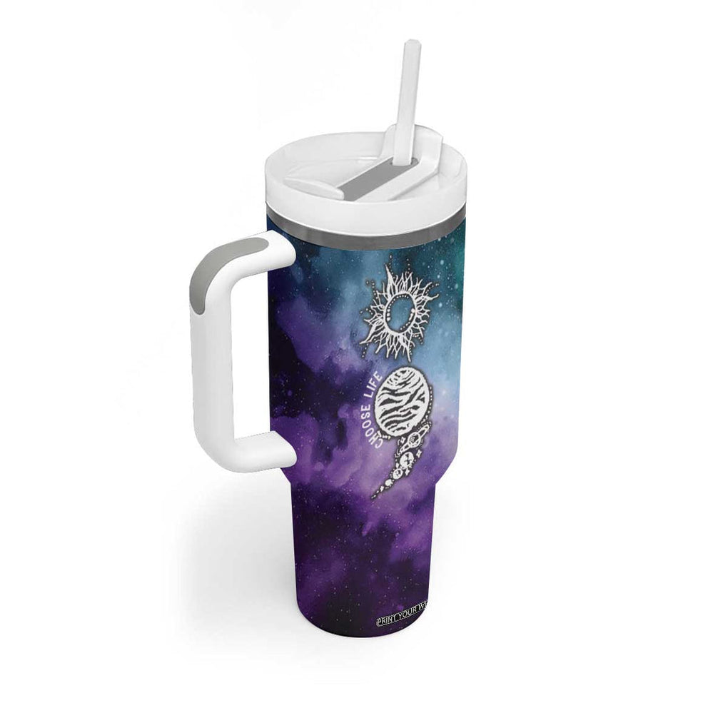 Suicide Prevention Awareness Tumbler With Handle Choose Life Planets Semicolon Teal Purple Galaxy Outer Space TB09 Print Your Wear