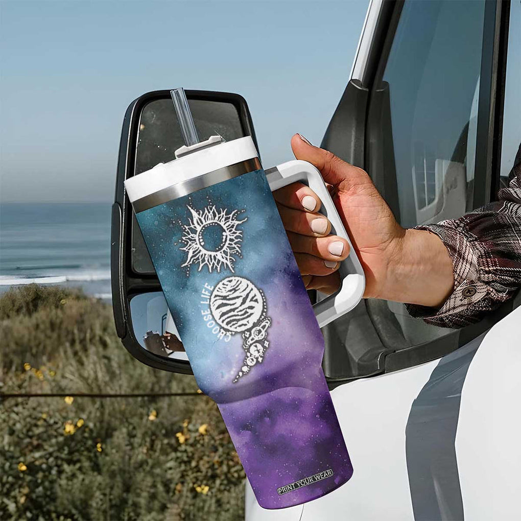 Suicide Prevention Awareness Tumbler With Handle Choose Life Planets Semicolon Teal Purple Galaxy Outer Space TB09 Print Your Wear