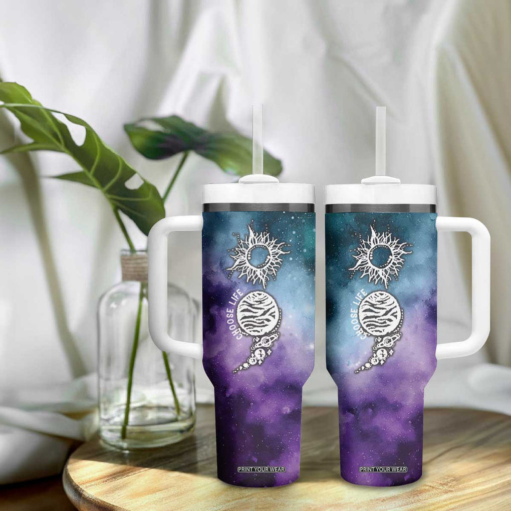 Suicide Prevention Awareness Tumbler With Handle Choose Life Planets Semicolon Teal Purple Galaxy Outer Space TB09 Print Your Wear