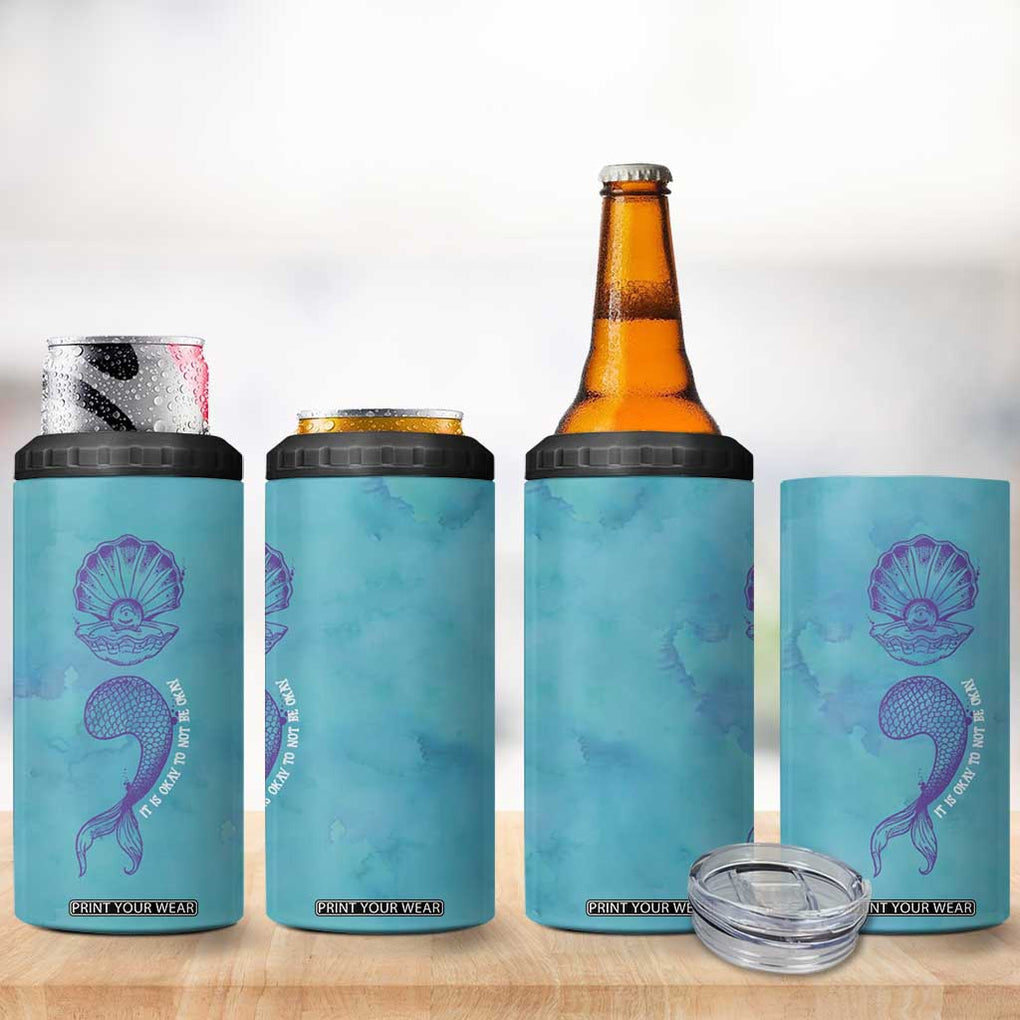 Suicide Prevention Awareness 4 in 1 Can Cooler Tumbler It's Ok To Not Be Ok Mermaid Semicolon Teal Purple Ocean TB09 Print Your Wear