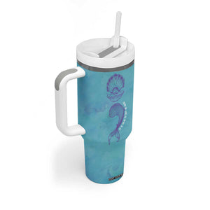 Suicide Prevention Awareness Tumbler With Handle It's Ok To Not Be Ok Mermaid Semicolon Teal Purple Ocean TB09 Print Your Wear