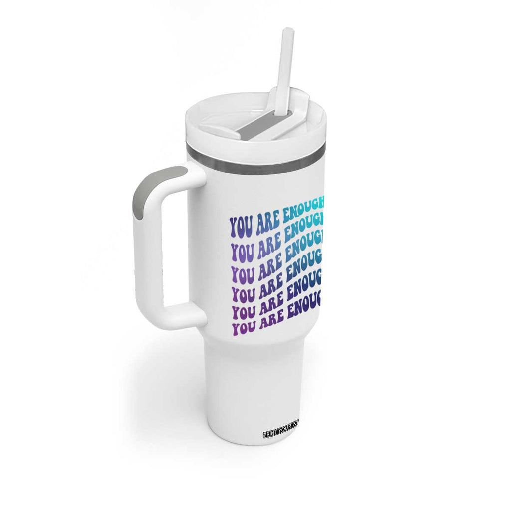 Suicide Prevention Awareness Tumbler With Handle Teal Purple You Are Enough TB09 Print Your Wear