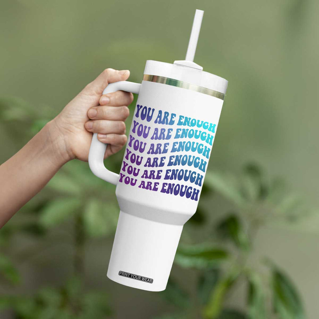 Suicide Prevention Awareness Tumbler With Handle Teal Purple You Are Enough TB09 Print Your Wear