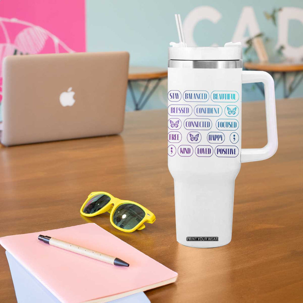 Suicide Prevention Awareness Tumbler With Handle Teal Purple You Are Enough TB09 Print Your Wear