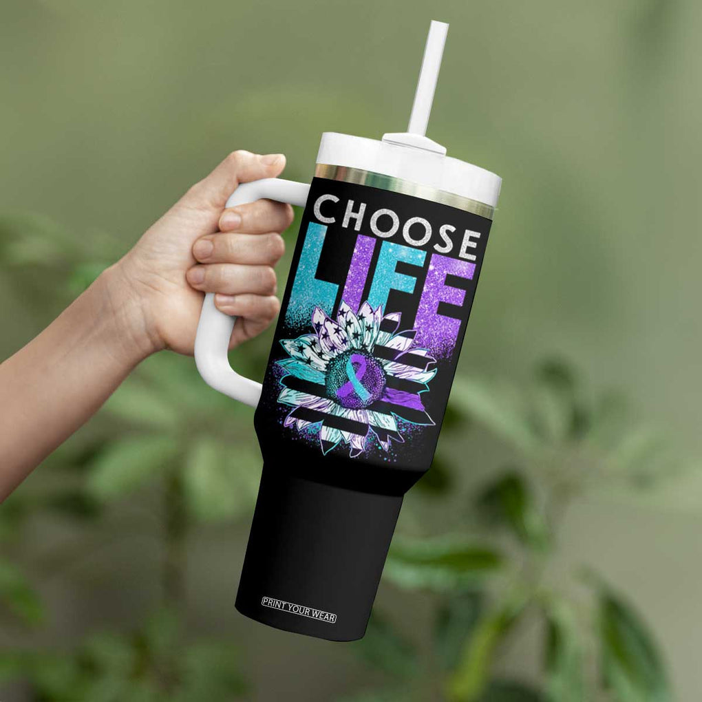 Suicide Prevention Tumbler With Handle Choose Life Sunflower American Flag TB09 Print Your Wear