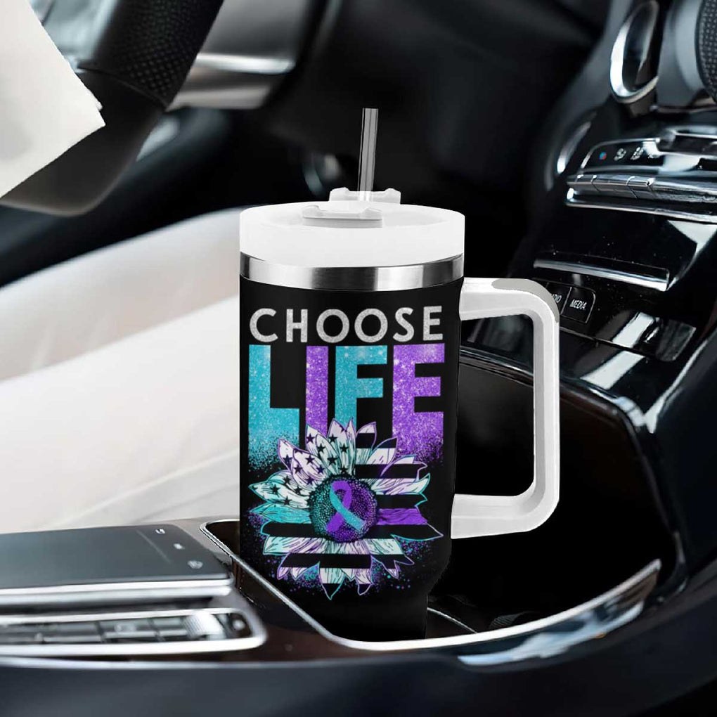 Suicide Prevention Tumbler With Handle Choose Life Sunflower American Flag TB09 Print Your Wear