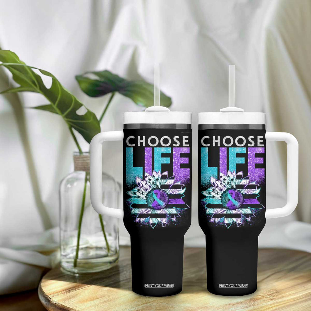 Suicide Prevention Tumbler With Handle Choose Life Sunflower American Flag TB09 Print Your Wear