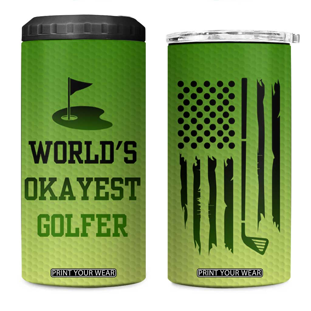 Gifts for Golf Player 4 in 1 Can Cooler Tumbler World's Okayest Golfer TB09 One Size: 16 oz Green Yellow Gradient Print Your Wear