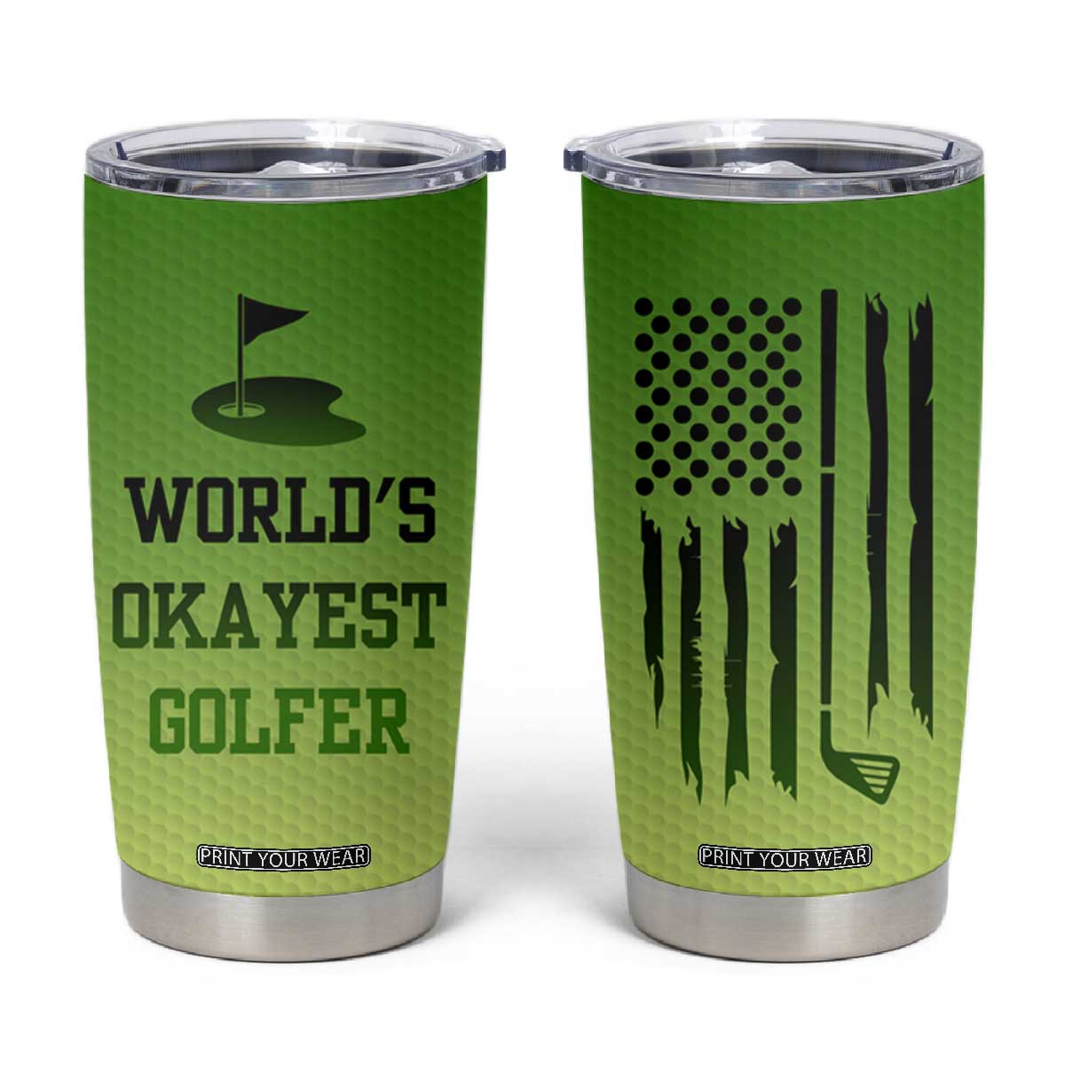 Gifts for Golf Player Tumbler Cup World's Okayest Golfer TB09 Green Yellow Gradient Print Your Wear