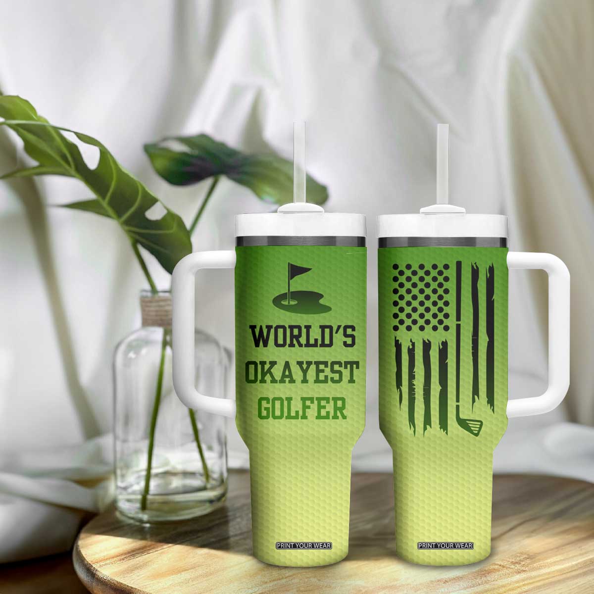 Gifts for Golf Player Tumbler With Handle World's Okayest Golfer TB09 Print Your Wear
