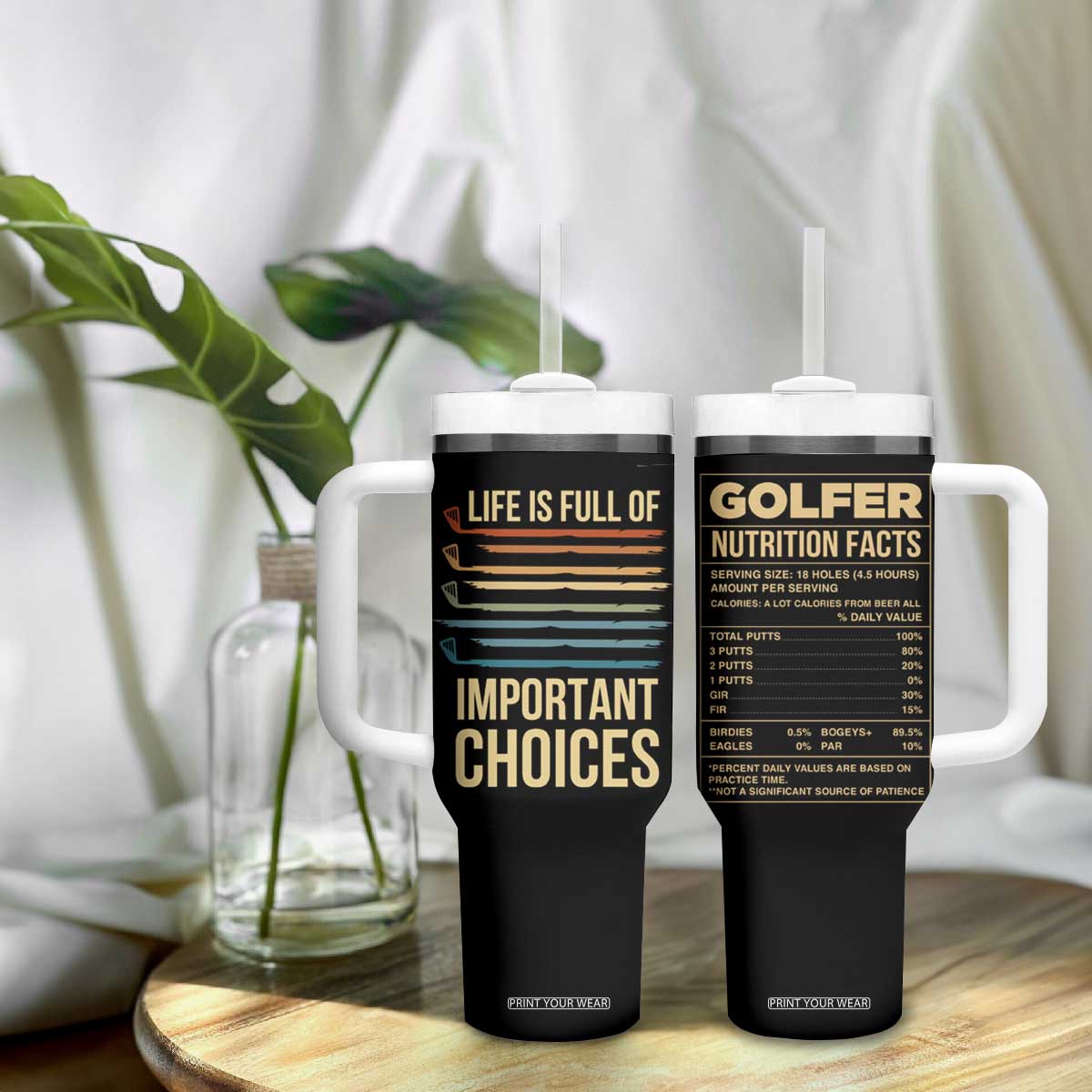 Golf Player Tumbler With Handle Life Is Full Of Important Choices TB09 Print Your Wear