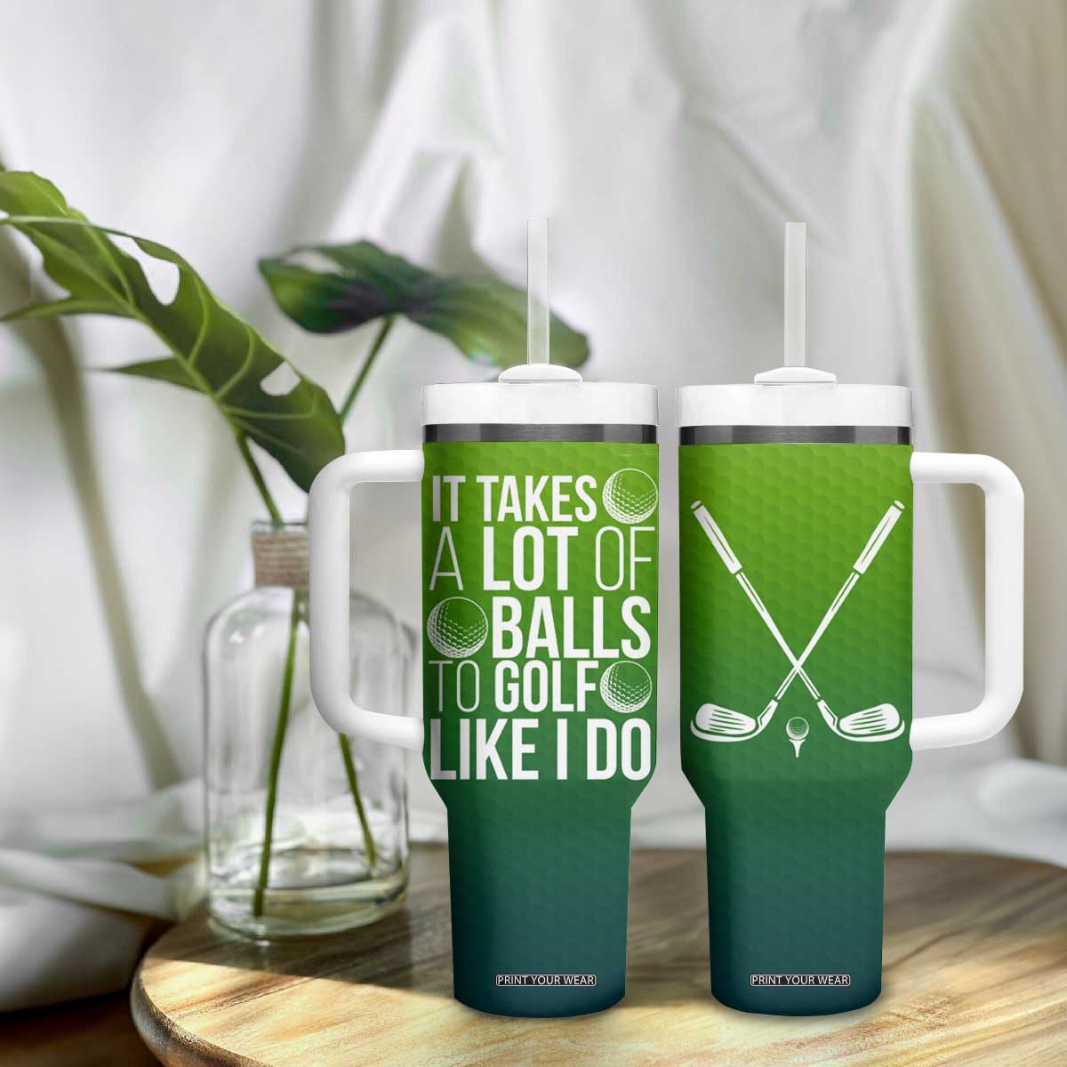 Gifts for Golf Player Tumbler With Handle It Takes A Lot Of Balls To Golf Like I Do TB09 Print Your Wear