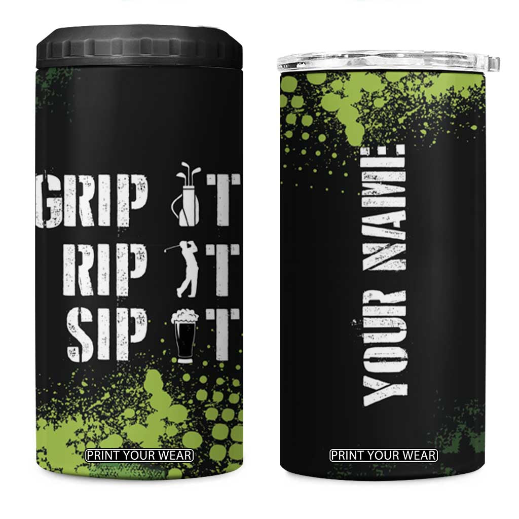 Personalized Funny Golf Player 4 in 1 Can Cooler Tumbler Custom Name Grip It Rip It Sip It Beer Drinking TB09 One Size: 16 oz Black Print Your Wear