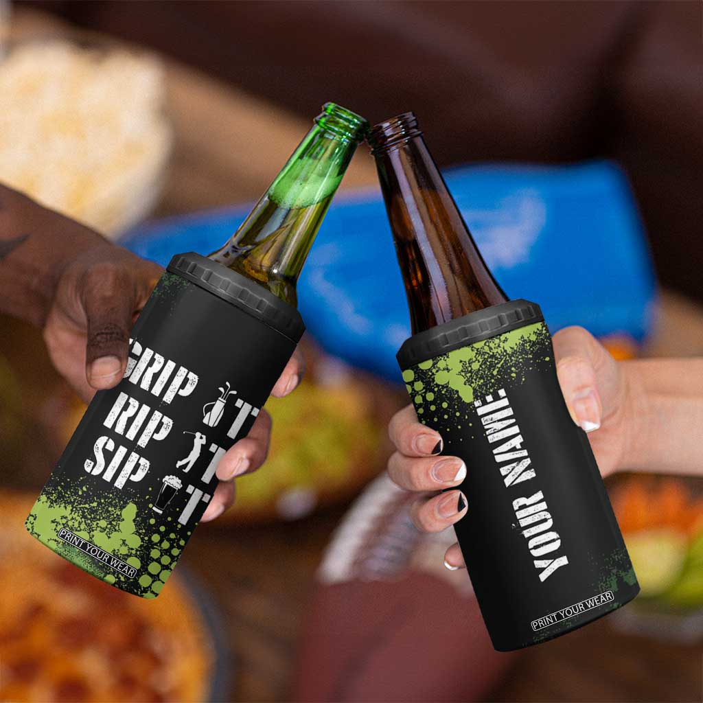 Personalized Funny Golf Player 4 in 1 Can Cooler Tumbler Custom Name Grip It Rip It Sip It Beer Drinking TB09 Print Your Wear