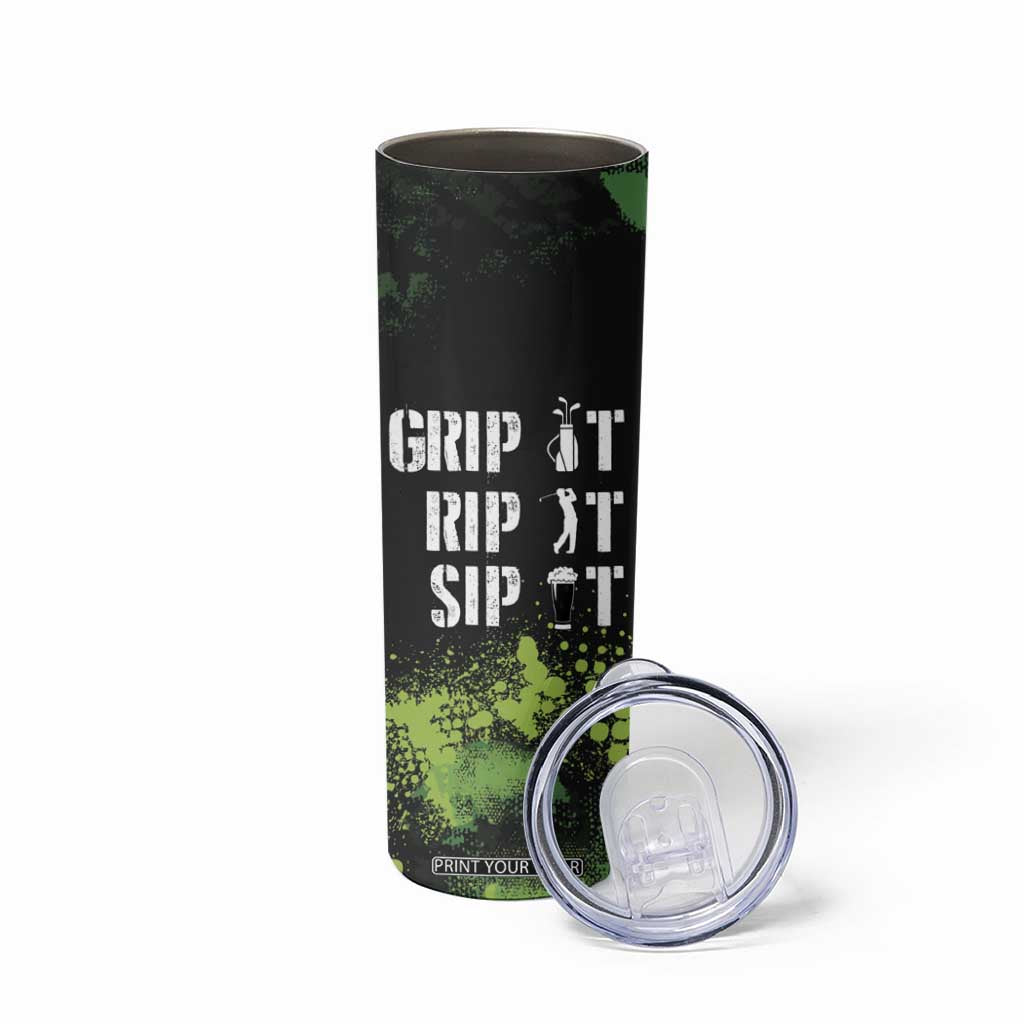 Personalized Funny Golf Player Skinny Tumbler Custom Name Grip It Rip It Sip It Beer Drinking TB09 Print Your Wear