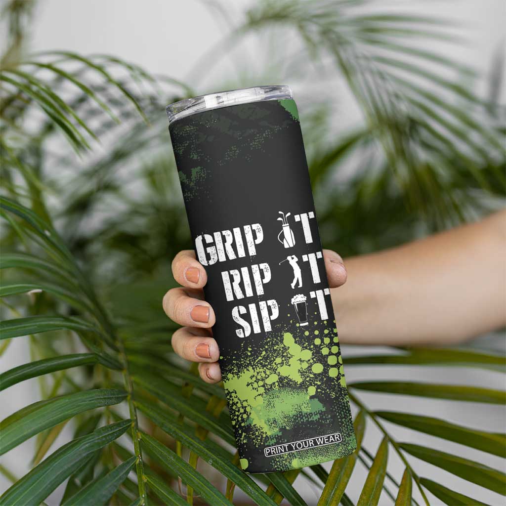Personalized Funny Golf Player Skinny Tumbler Custom Name Grip It Rip It Sip It Beer Drinking TB09 Print Your Wear