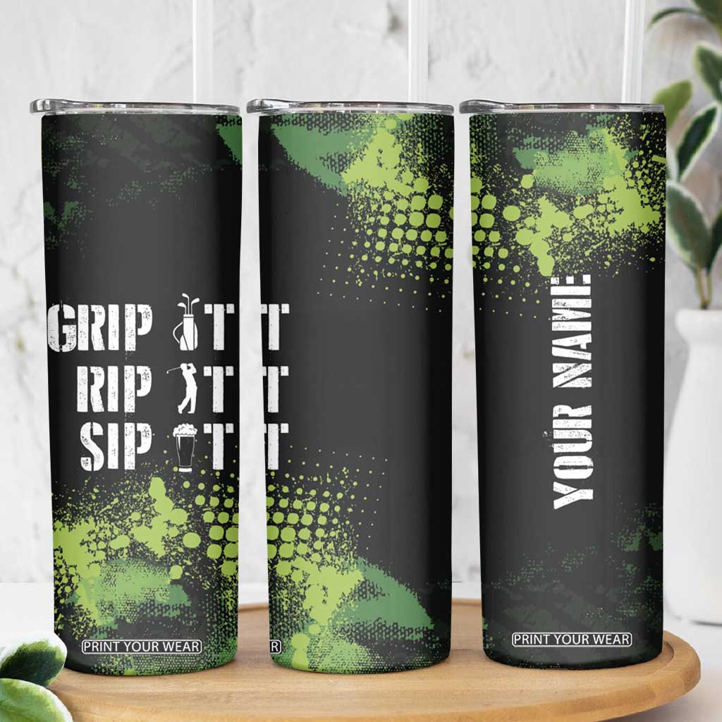 Personalized Funny Golf Player Skinny Tumbler Custom Name Grip It Rip It Sip It Beer Drinking TB09 Print Your Wear