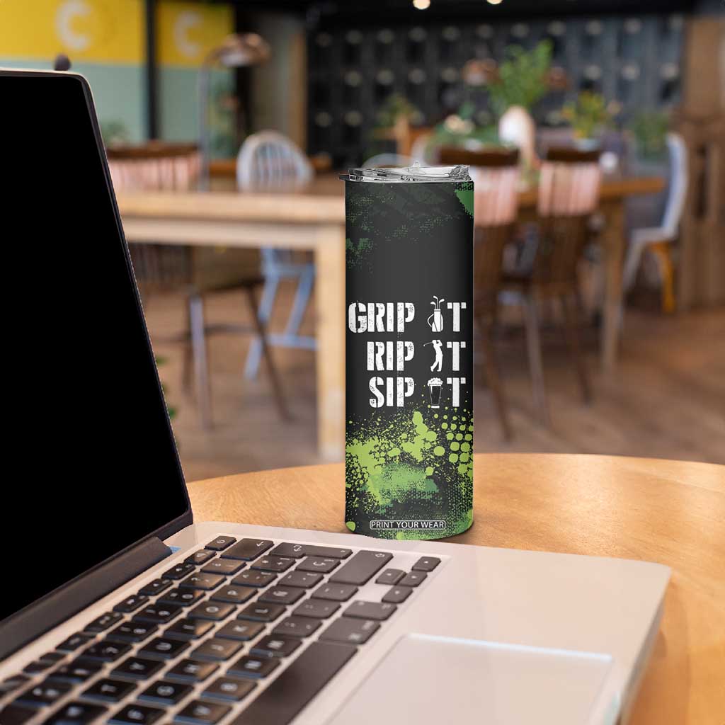 Personalized Funny Golf Player Skinny Tumbler Custom Name Grip It Rip It Sip It Beer Drinking TB09 Print Your Wear