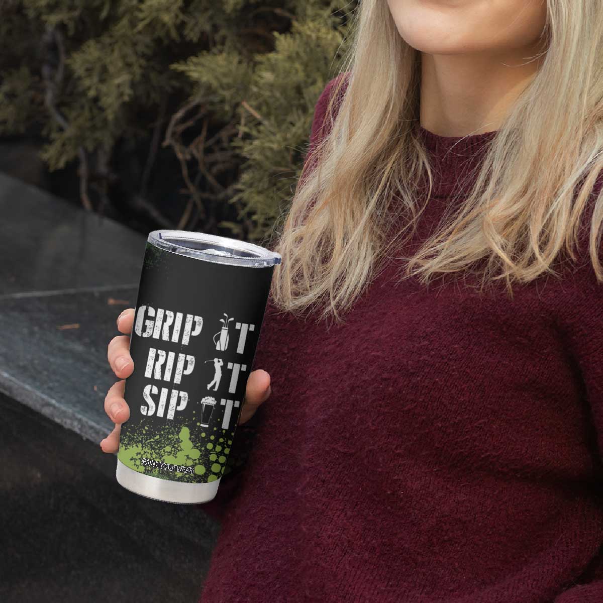 Personalized Funny Golf Player Tumbler Cup Custom Name Grip It Rip It Sip It Beer Drinking TB09 Print Your Wear