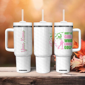 Personalized Golf Player Tumbler With Handle Custom Name Just A Girl Who Loves Golf TB09 Print Your Wear