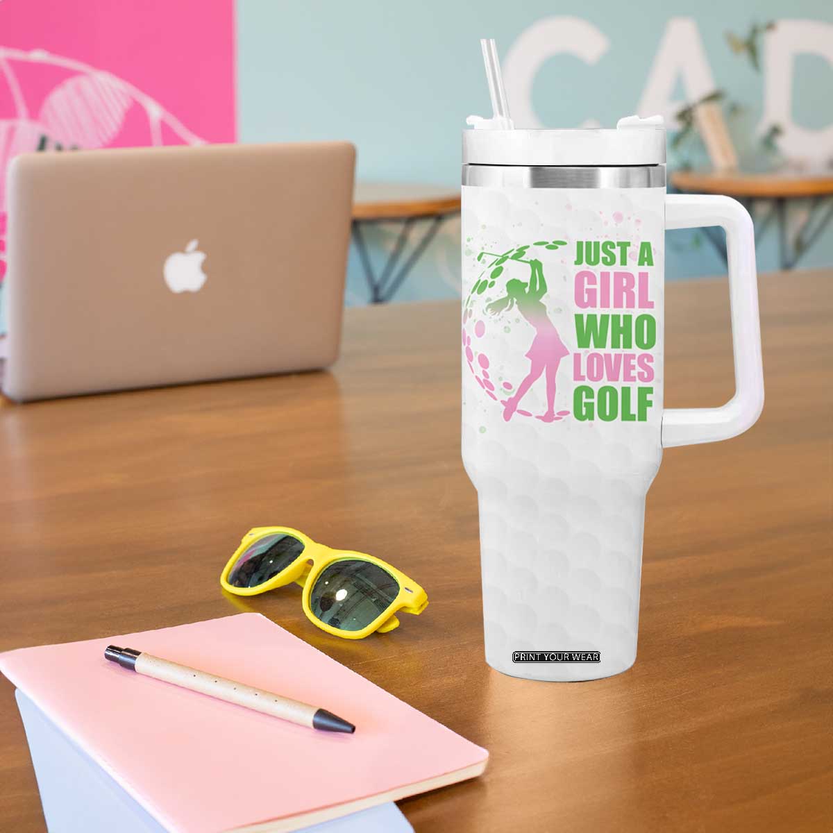 Personalized Golf Player Tumbler With Handle Custom Name Just A Girl Who Loves Golf TB09 Print Your Wear