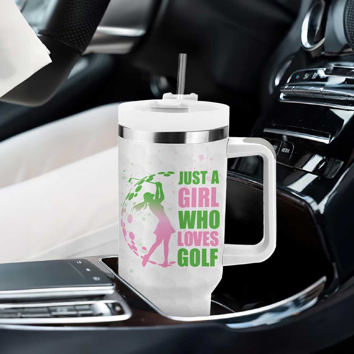 Personalized Golf Player Tumbler With Handle Custom Name Just A Girl Who Loves Golf TB09 Print Your Wear